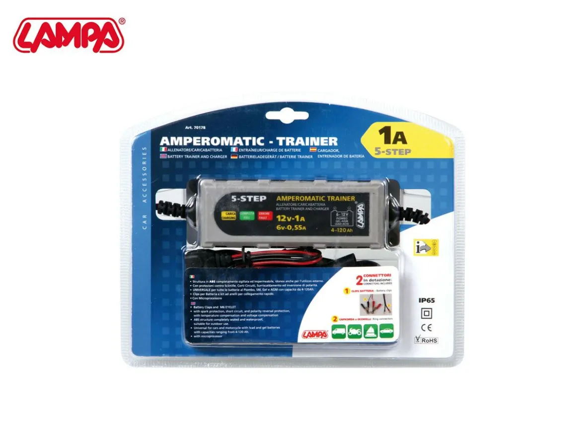 CARICABATTERIA INTELLIGENTE AMPEROMATIC TRAINER LAMPA 6/12V 5 STEP