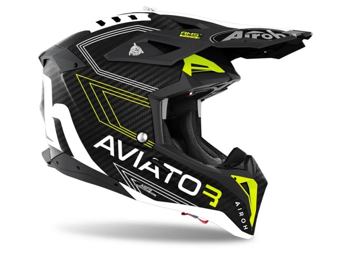 CASCO AIROH OFF ROAD AVIATOR 3 CARBONIO PRIMAL YELLOW MATT