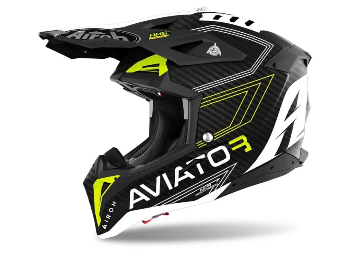 CASCO AIROH OFF ROAD AVIATOR 3 CARBONIO PRIMAL YELLOW MATT