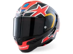 CASCO INTEGRALE ALPINESTARS SUPERTECH R10 MILLER LIMITED EDITION NERO CARBON-ROSSO FLUO-BLU SCURO OPACO