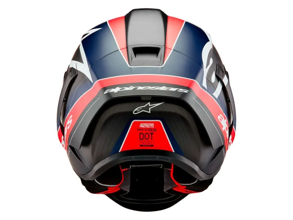 CASCO INTEGRALE ALPINESTARS SUPERTECH R10 TEAM ECE 06 NERO CARBON-ROSSO FLUO-BLU SCURO OPACO