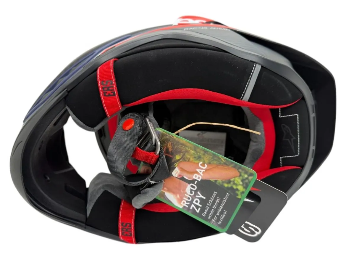CASCO INTEGRALE ALPINESTARS SUPERTECH R10 TEAM ECE 06 NERO CARBON-ROSSO FLUO-BLU SCURO OPACO