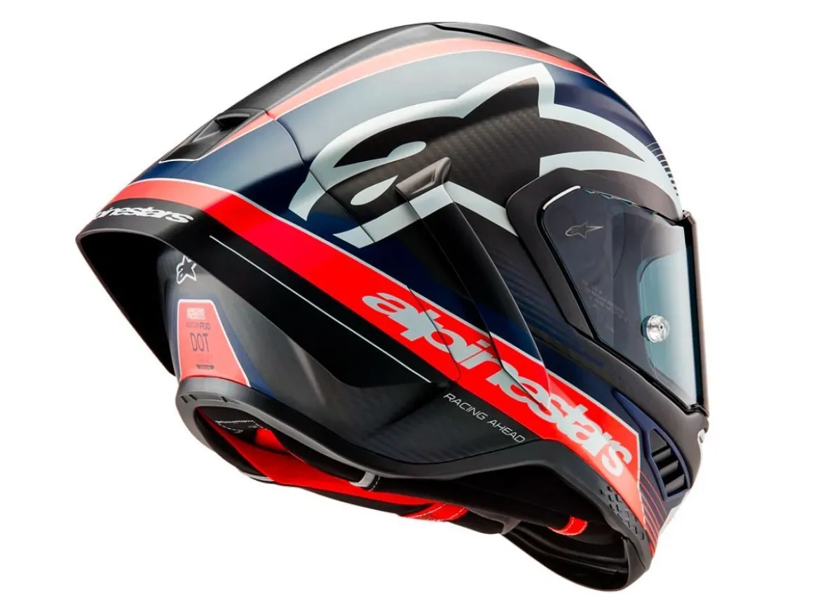 CASCO INTEGRALE ALPINESTARS SUPERTECH R10 TEAM ECE 06 NERO CARBON-ROSSO FLUO-BLU SCURO OPACO