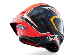 CASCO INTEGRALE ALPINESTARS SUPERTECH R10 TEAM ECE 06 NERO CARBON-ROSSO FLUO-BLU SCURO OPACO