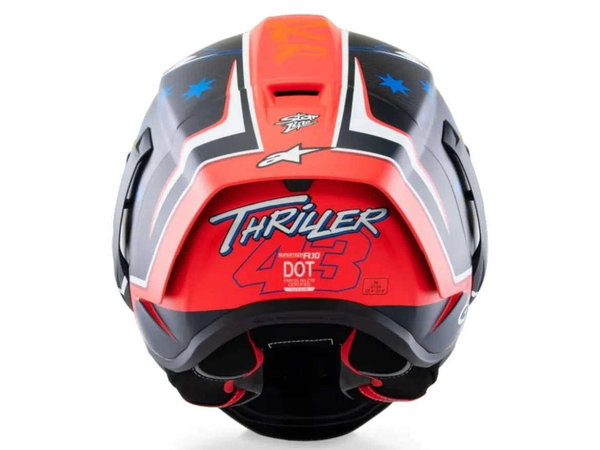 CASCO INTEGRALE ALPINESTARS SUPERTECH R10 TEAM ECE 06 NERO CARBON-ROSSO FLUO-BLU SCURO OPACO
