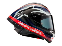CASCO INTEGRALE ALPINESTARS SUPERTECH R10 TEAM ECE 06 NERO CARBON-ROSSO FLUO-BLU SCURO OPACO