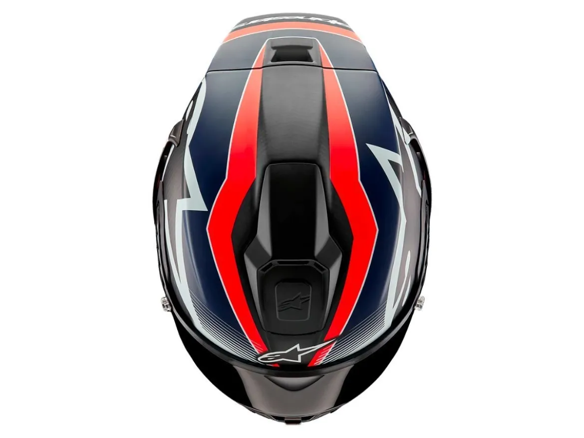 CASCO INTEGRALE ALPINESTARS SUPERTECH R10 TEAM ECE 06 NERO CARBON-ROSSO FLUO-BLU SCURO OPACO