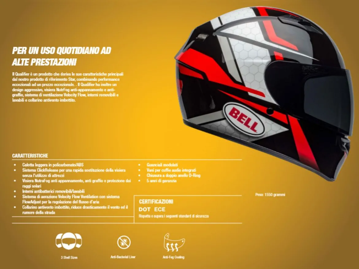 CASCO INTEGRALE BELL QUALIFIER ASCENT NERO E ROSSO OPACO