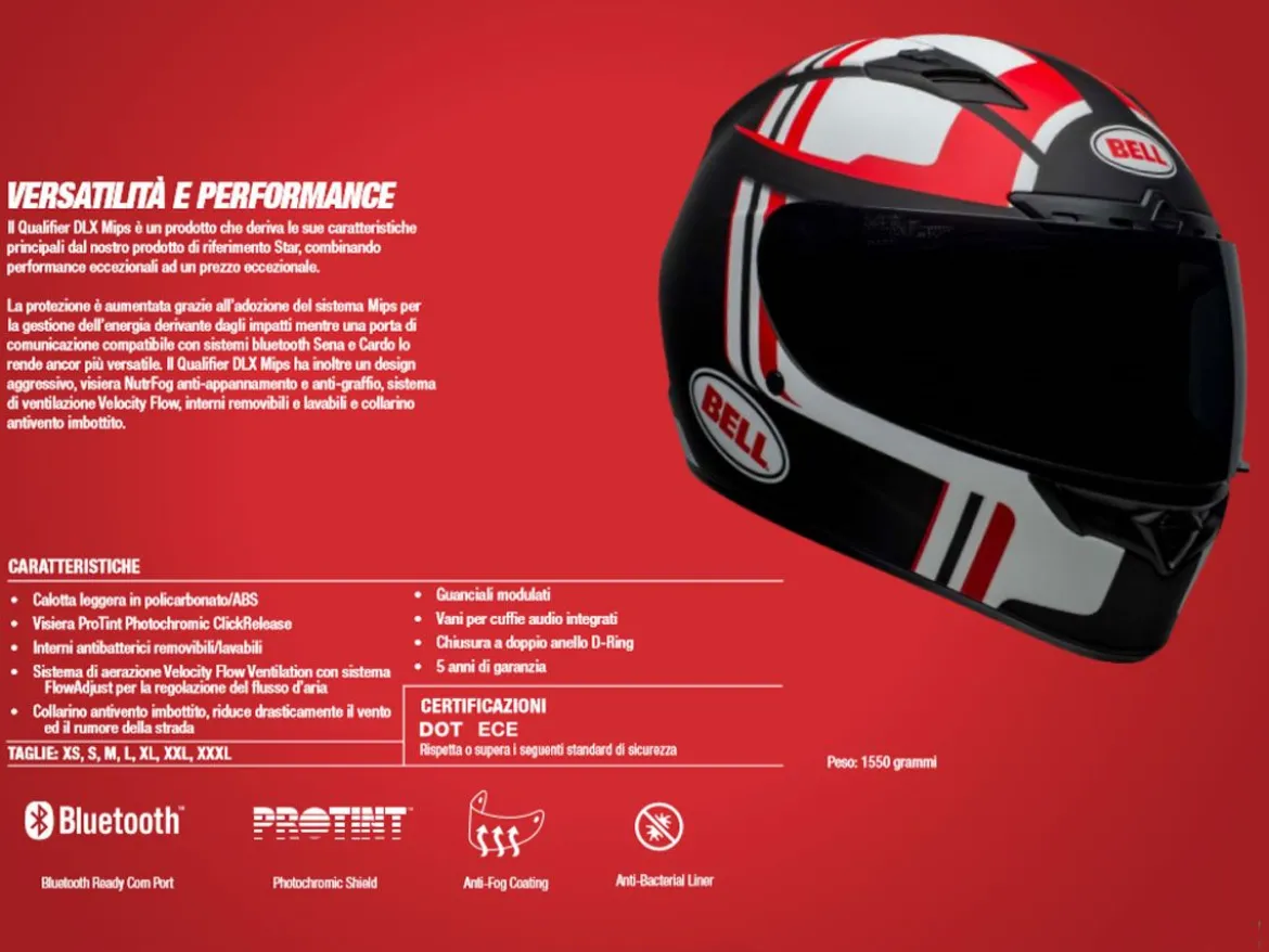 CASCO INTEGRALE BELL QUALIFIER DLX MIPS ACE 4 NERO E GRIGIO LUCIDO