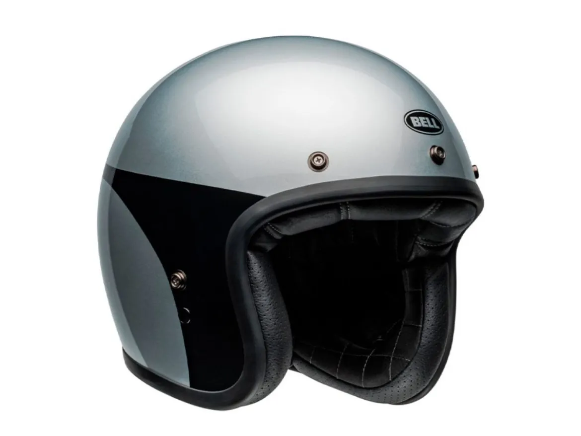 CASCO JET BELL CUSTOM 500 2024 CHASSIS ARGENTO/NERO LUCIDO ECE 06