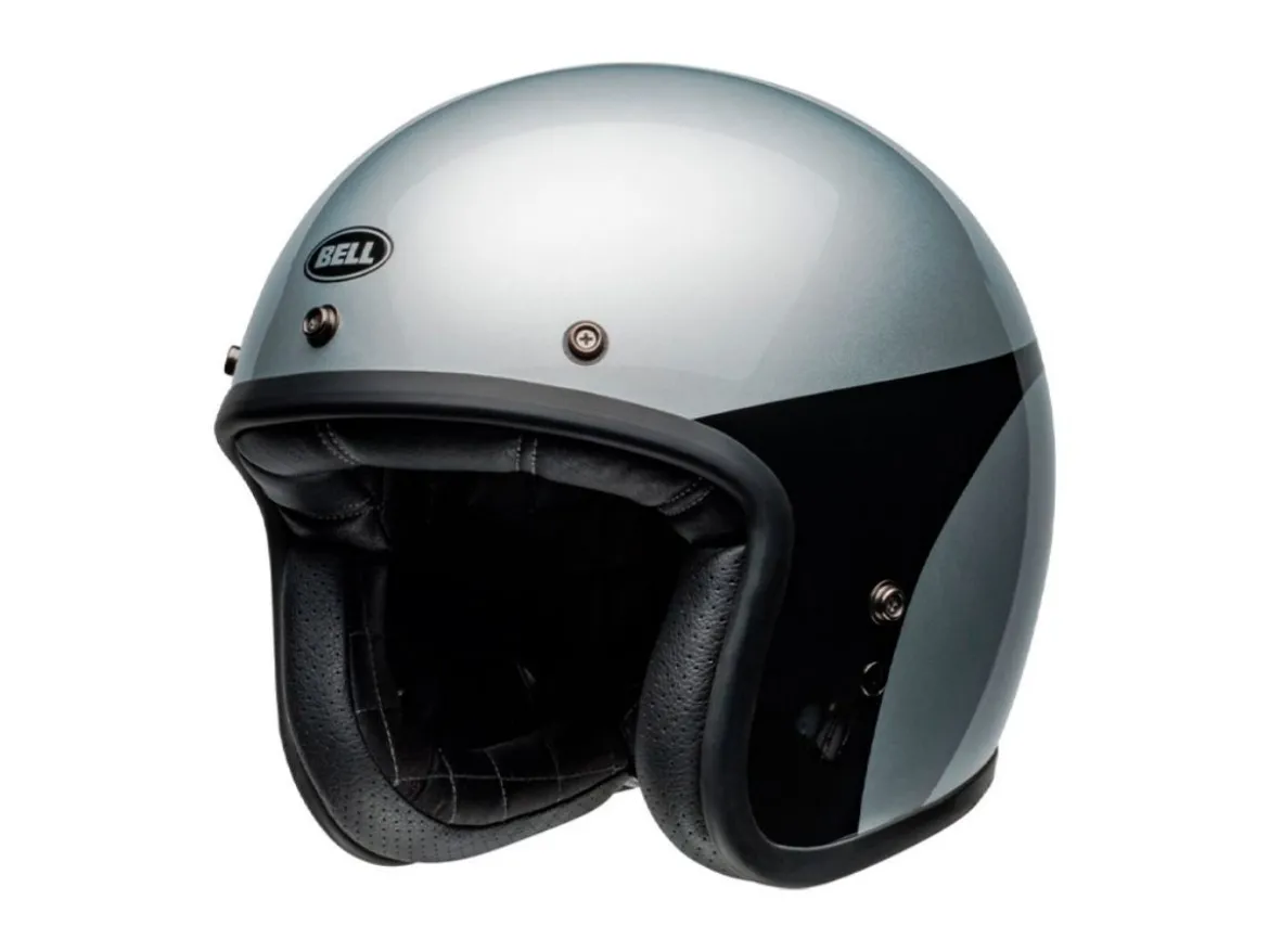 CASCO JET BELL CUSTOM 500 2024 CHASSIS ARGENTO/NERO LUCIDO ECE 06