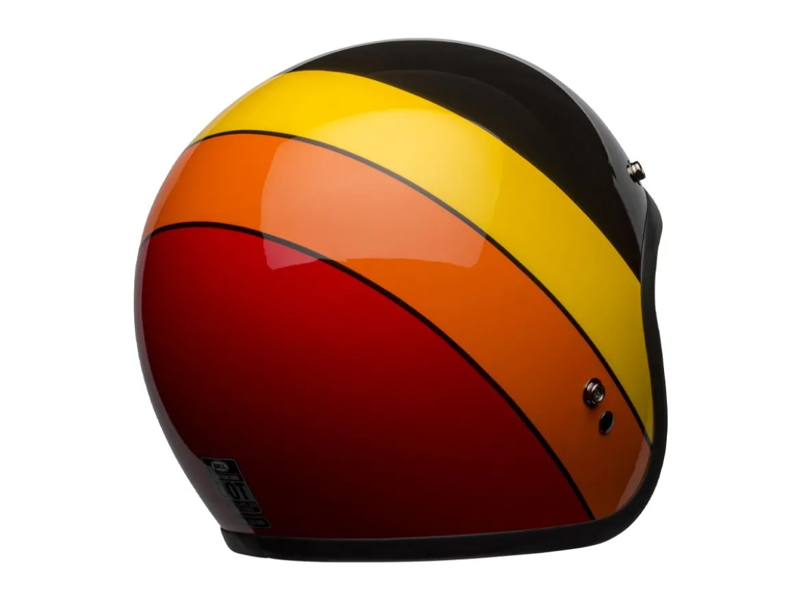 CASCO JET BELL CUSTOM 500 RIFF NERO GIALLO ARANCIONE ROSSO LUCIDO