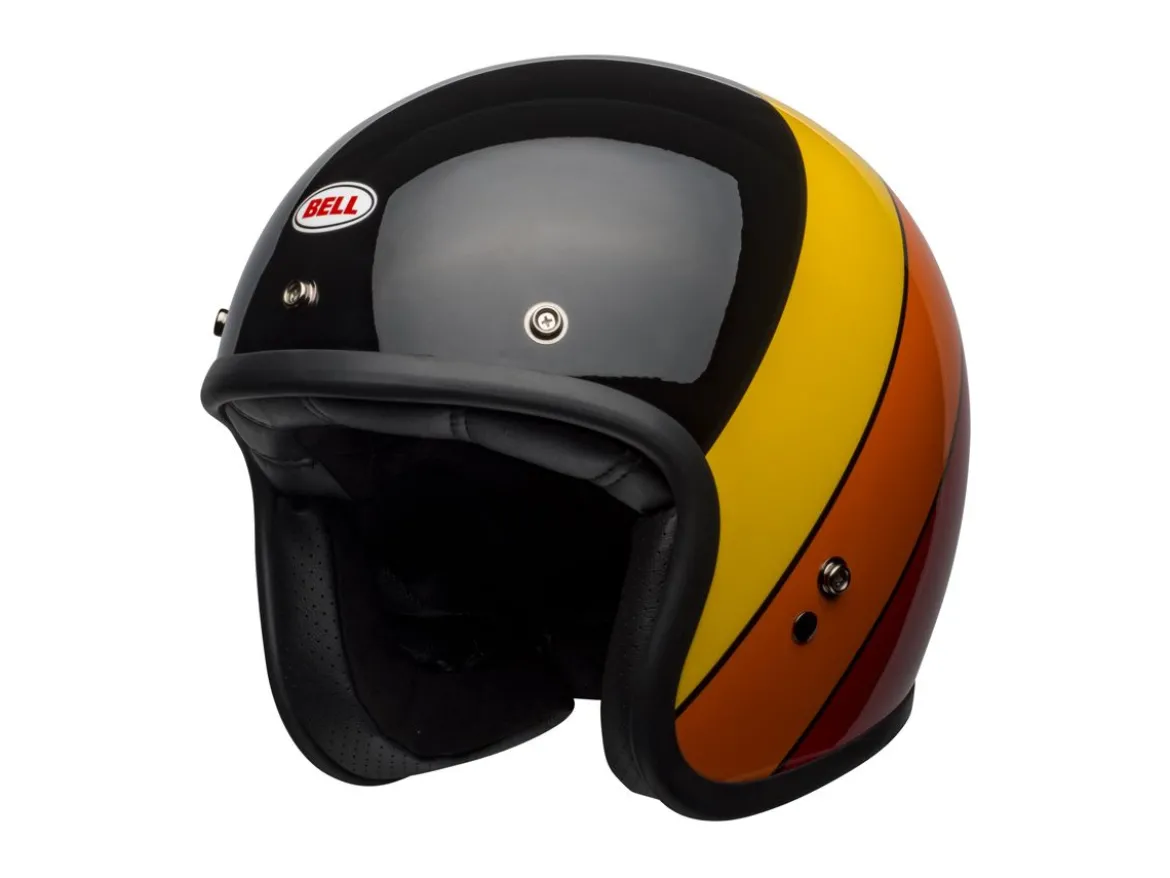 CASCO JET BELL CUSTOM 500 RIFF NERO GIALLO ARANCIONE ROSSO LUCIDO