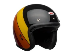 CASCO JET BELL CUSTOM 500 RIFF NERO GIALLO ARANCIONE ROSSO LUCIDO