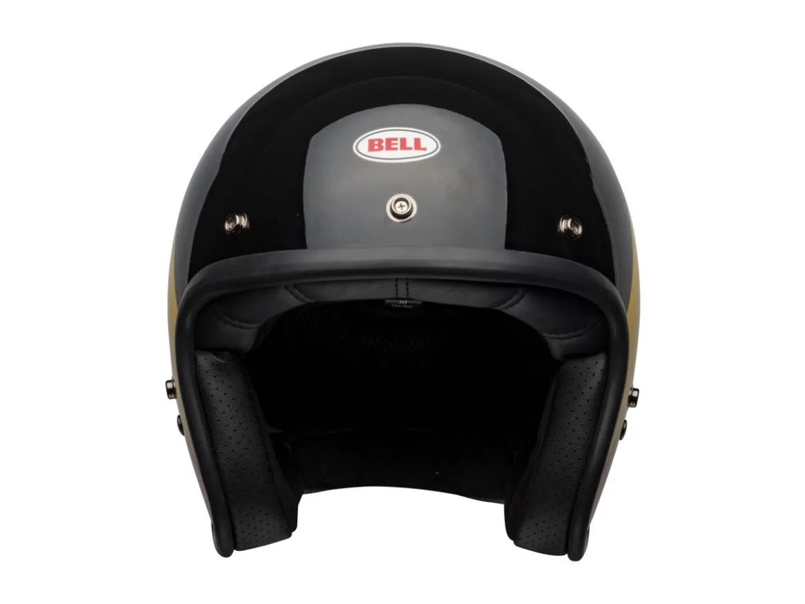 CASCO JET BELL CUSTOM 500 RIFF NERO GIALLO ARANCIONE ROSSO LUCIDO