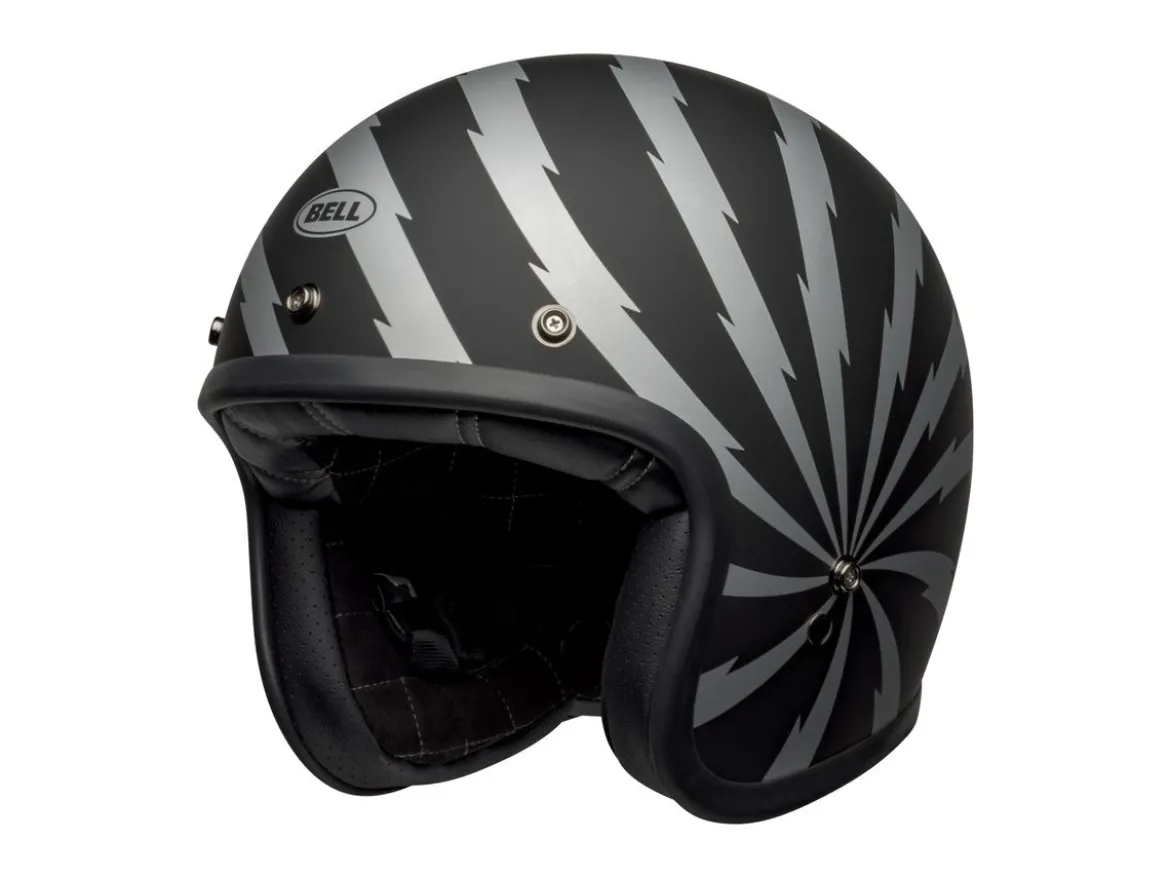 CASCO JET BELL CUSTOM 500 VERTIGO NERO ARGENTO OPACO
