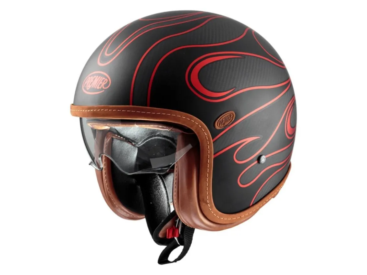 CASCO JET PREMIER VINTAGE PLATINUM EDIZIONE CARBON FR RED CHROMED ECE 22-06