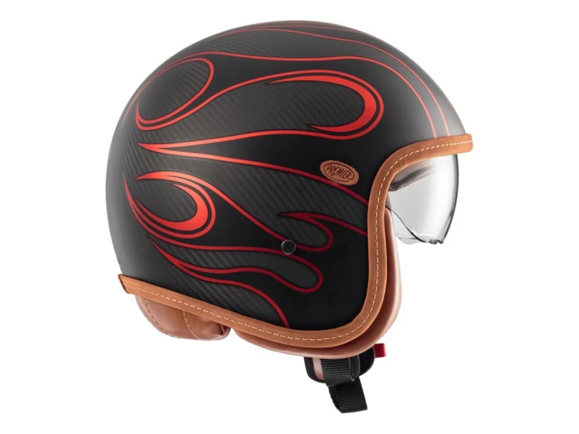 CASCO JET PREMIER VINTAGE PLATINUM EDIZIONE CARBON FR RED CHROMED ECE 22-06