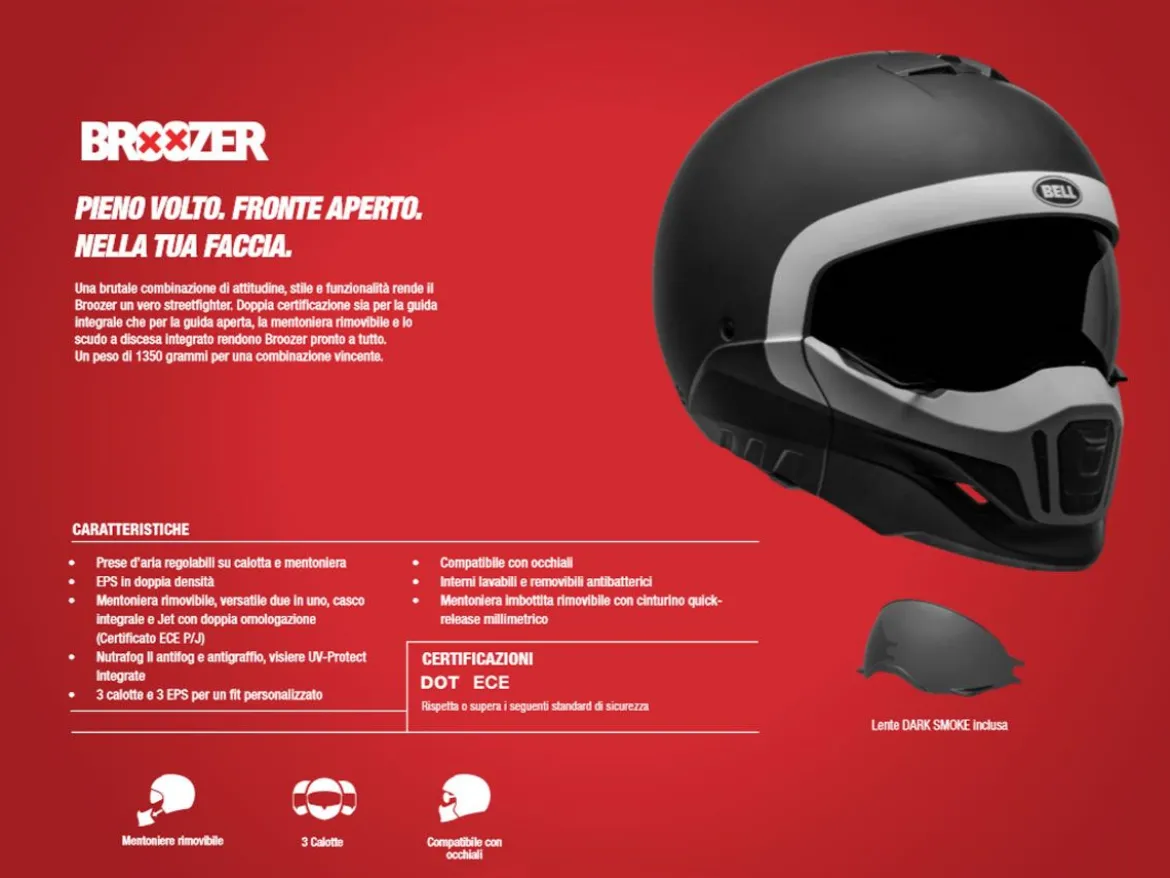 CASCO MODULARE BELL BROOZER ARC NERO E GRIGIO OPACO