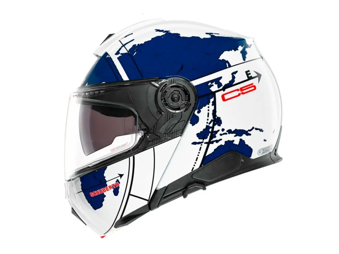 CASCO MODULARE SCHUBERTH C5 ECE DEKOR GLOBE BLUE