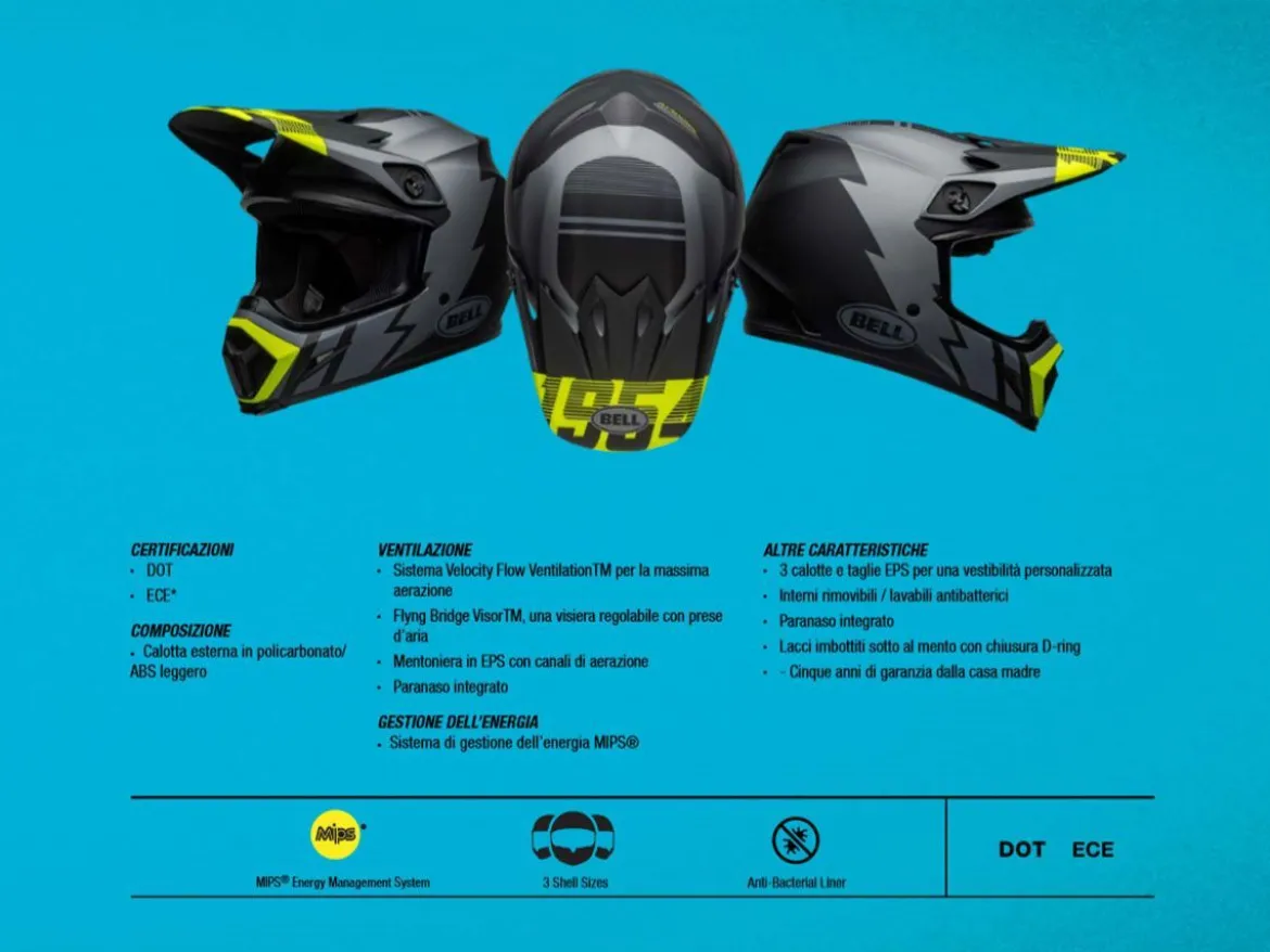 CASCO OFF ROAD BELL MX-9 MIPS OFFSET BLU E BIANCO METALLICO OPACO