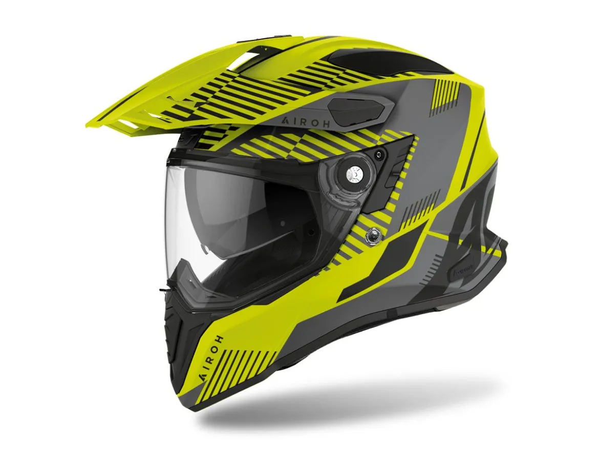 CASCO TOURING AIROH COMMANDER BOOST GIALLO NERO OPACO