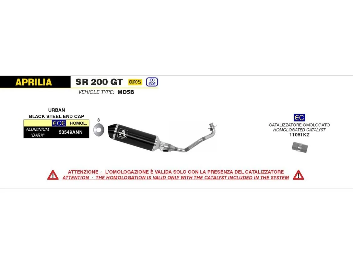 CATALIZZATORE ARROW APRILIA SR 200 GT 2022-2023