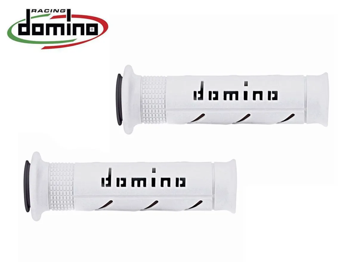 COPPIA MANOPOLE BIANCO/NERO ROAD / RACING DOMINO DIAMETRO 22-26 UNIVERSALI