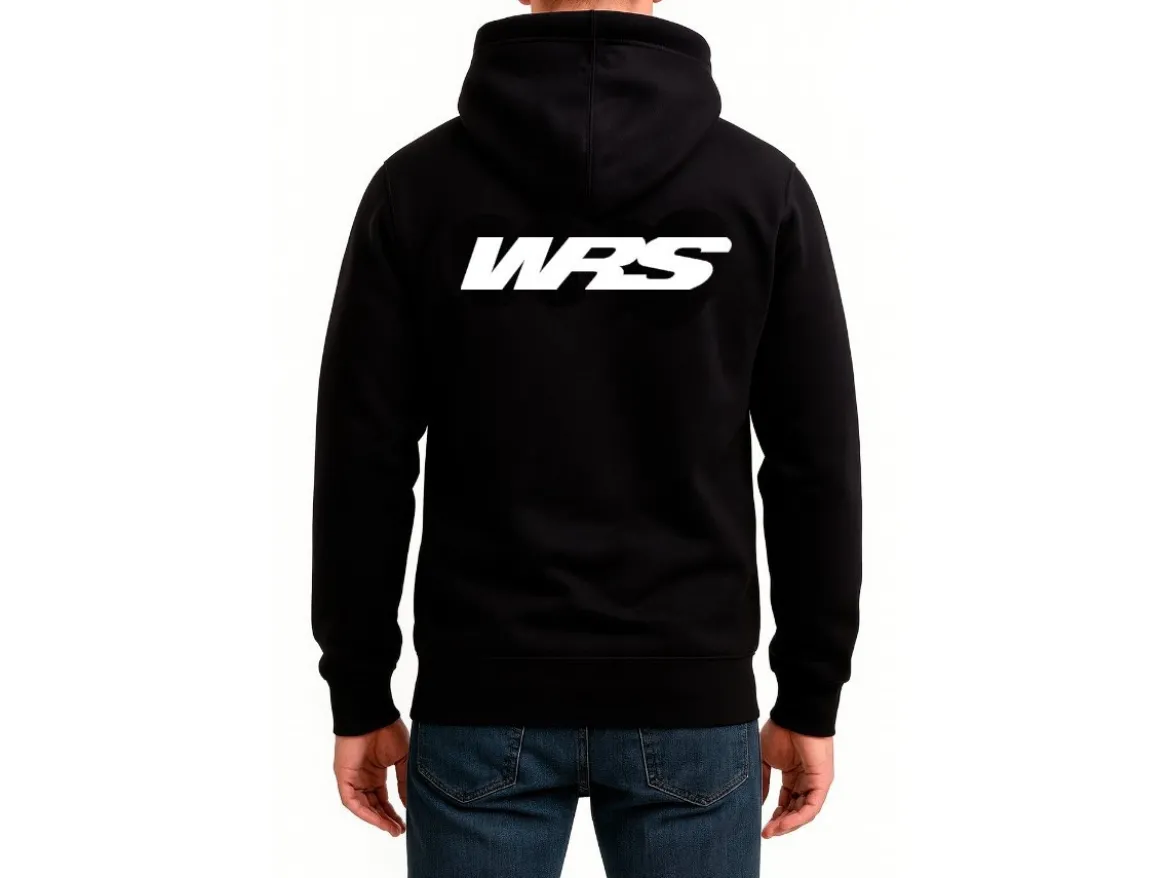 FELPA CON ZIP E CAPPUCCIO ORIGINALE WRS 100% COTONE LOGO BIANCO