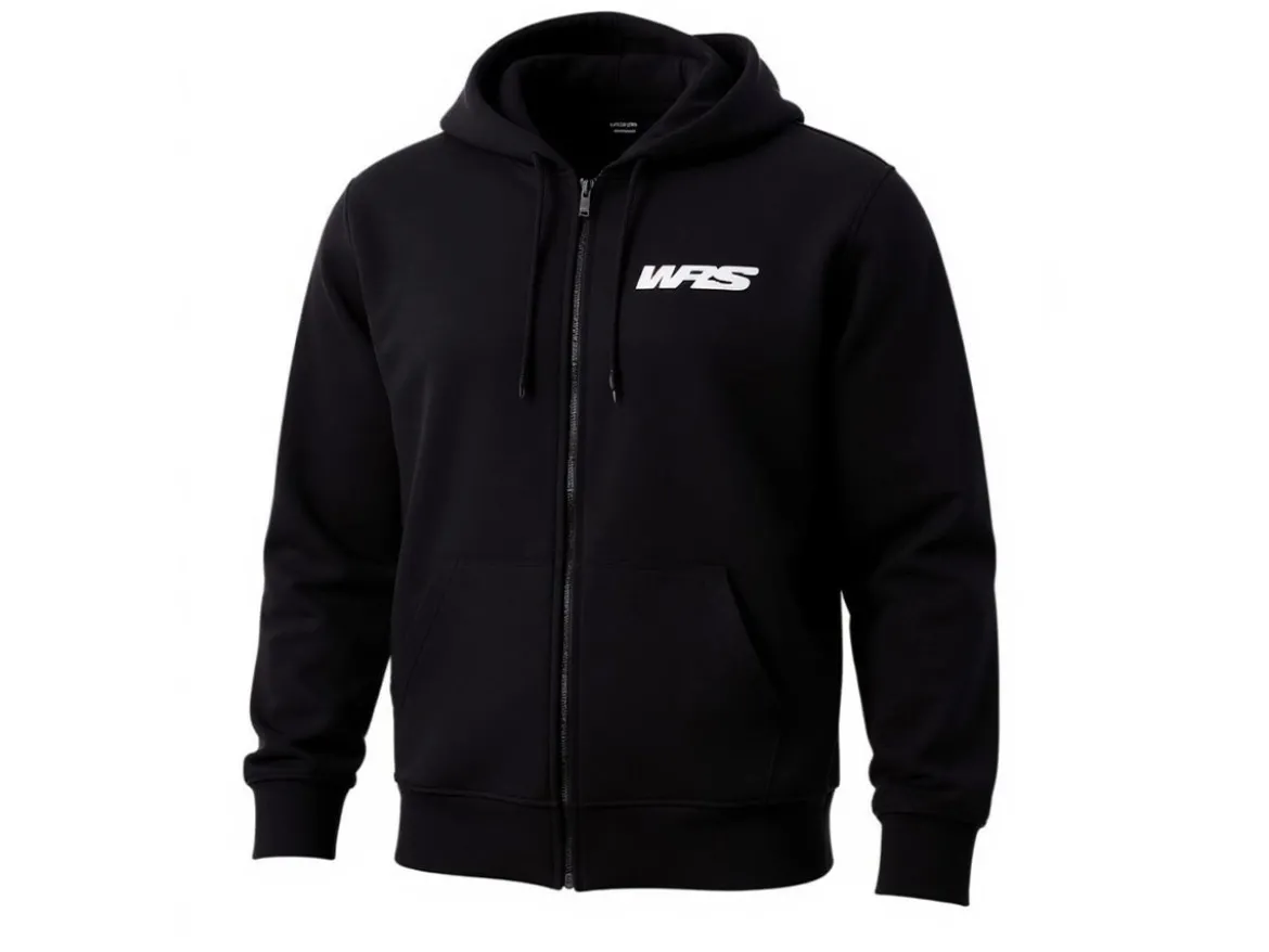 FELPA CON ZIP E CAPPUCCIO ORIGINALE WRS 100% COTONE LOGO BIANCO