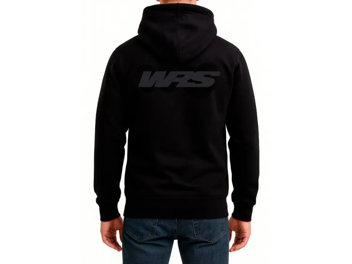 FELPA CON ZIP E CAPPUCCIO ORIGINALE WRS 100% COTONE LOGO NERO
