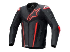 GIACCAÂ PELLE FUSION ALPINESTARSÂ NERO / ROSSO FLUO