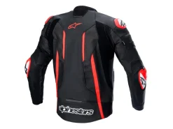GIACCA PELLE FUSION ALPINESTARS NERO / ROSSO FLUO