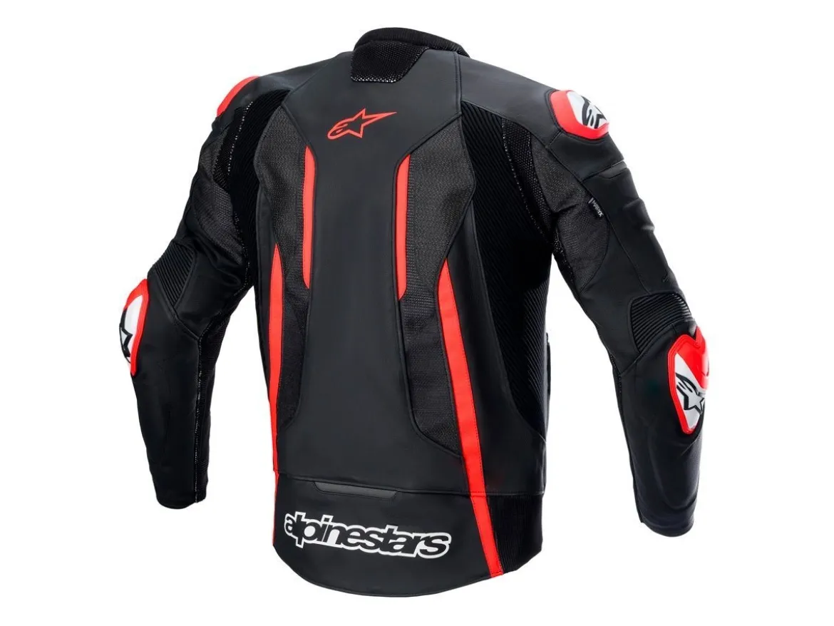 GIACCA PELLE FUSION ALPINESTARS NERO / ROSSO FLUO