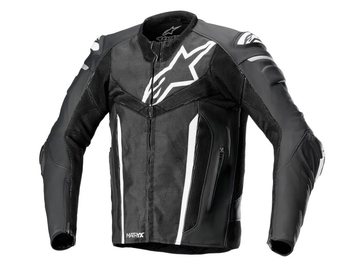 GIACCA PELLE FUSION ALPINESTARS NERO / BIANCO
