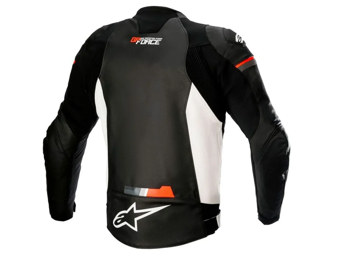 GIACCA PELLE GP FORCE ALPINESTARS NERO / BIANCO / ROSSO FLUO