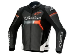 GIACCA PELLE GP FORCE ALPINESTARS NERO / BIANCO / ROSSO FLUO