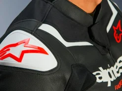 GIACCA PELLE GP FORCE V2 ALPINESTARS NERO / BIANCO