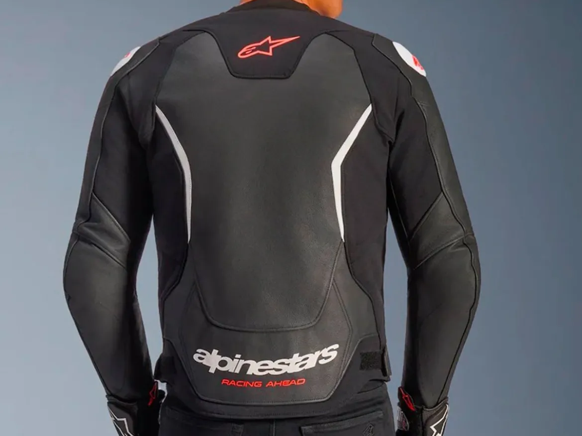 GIACCA PELLE GP FORCE V2 ALPINESTARS NERO / BIANCO