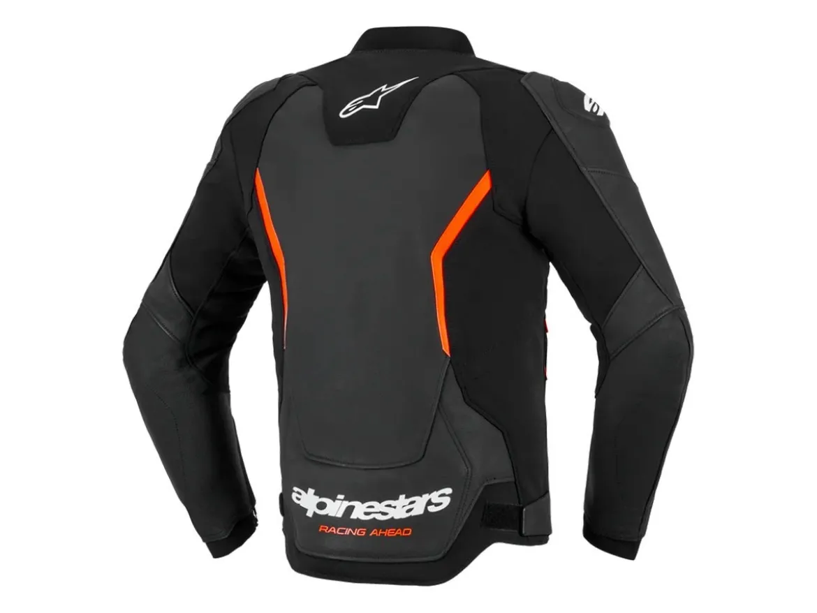 GIACCA PELLE GP FORCE V2 ALPINESTARS NERO / ROSSO FLUO