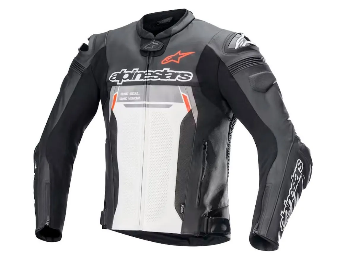 GIACCA PELLE MISSILE V2 IGNITION ALPINESTARS NERO / BIANCO