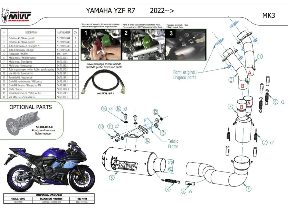 IMPIANTO COMPLETO MIVV MK3 CARBONIO YAMAHA R7 2022-2024
