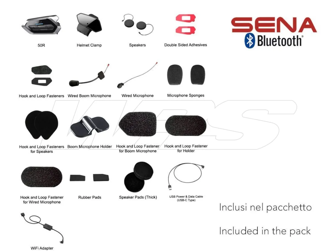 INTERFONO BLUETOOTH SENA 50R 5 COMANDI VOCALI 8 LINGUE + MESH 2.0 DOPPIO