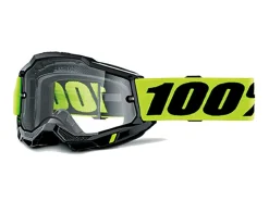 MASCHERA 100% ACCURI 2 ENDURO NEON YELLOW LENTE DOPPIA TRASPARENTE