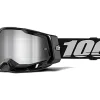 MASCHERA 100% RACECRAFT 2 BLACK LENTE SPECCHIO ARGENTO