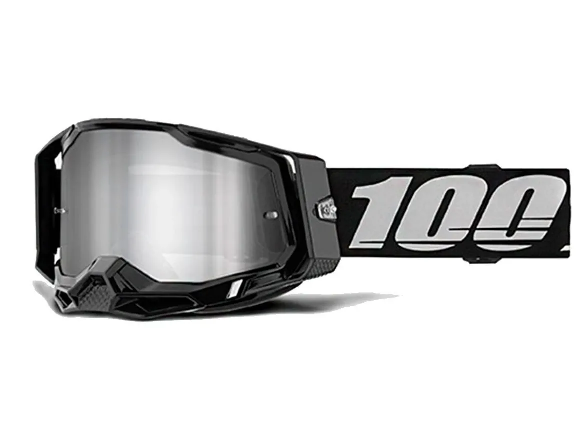 MASCHERA 100% RACECRAFT 2 BLACK LENTE SPECCHIO ARGENTO