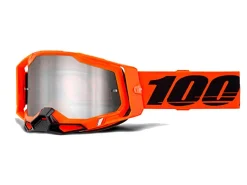 MASCHERA 100% RACECRAFT 2 NEON ORANGE LENTE SPECCHIO ARGENTO