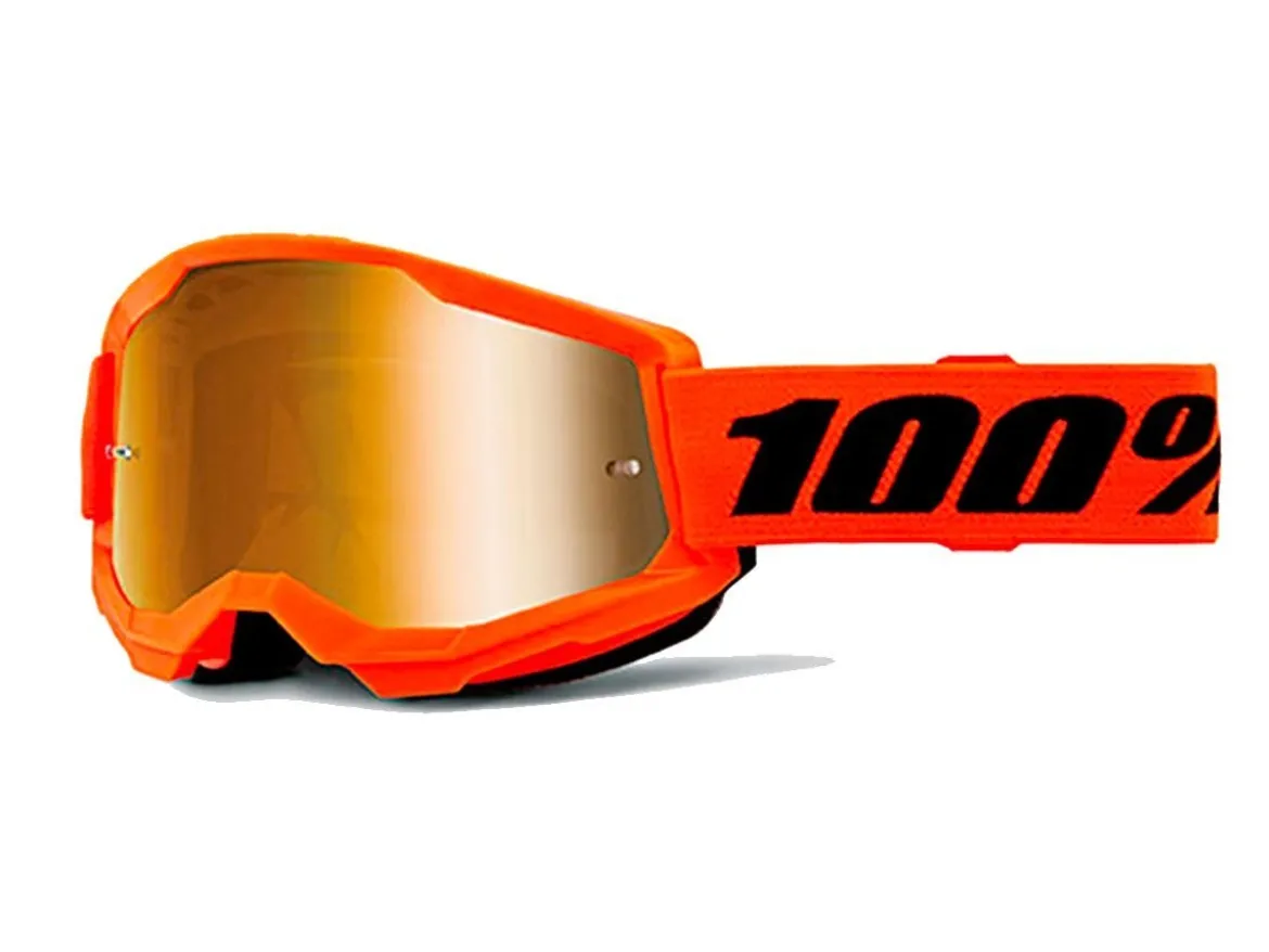 MASCHERA 100% STRATA 2 JUNIOR NEON ORANGE LENTE SPECCHIO ORO