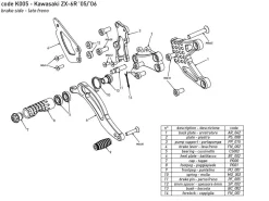 PEDANE ARRETRATE BONAMICI RACING REGOLABILI KAWASAKI ZX-6 R 2005-2006