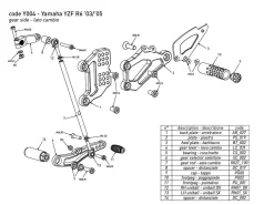 PEDANE ARRETRATE BONAMICI RACING REGOLABILI YAMAHA YZF R6 2003-2005